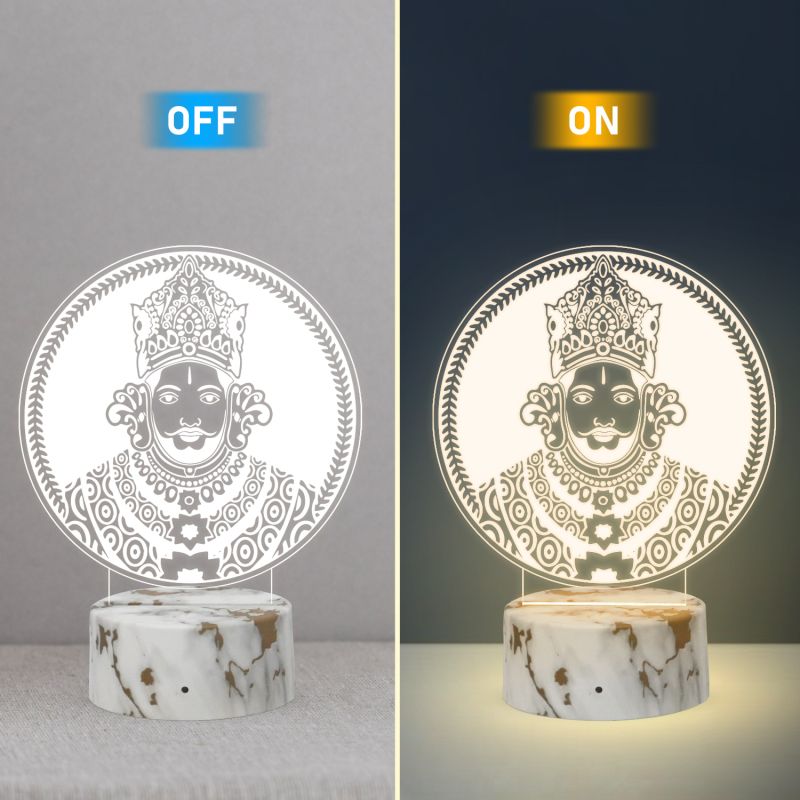 3D Illusion Khatu Shyam Ji Led Night Lamp with Warm White Color Home & Temple Decor Light